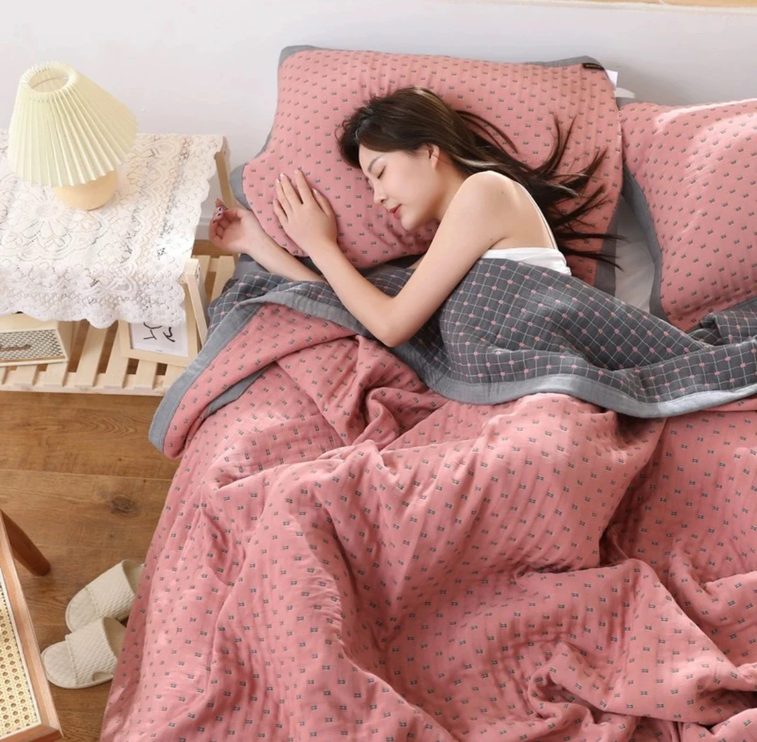 【灰粉满天星】精梳细纱棉纱亲肤舒适透气A类加厚机洗床盖