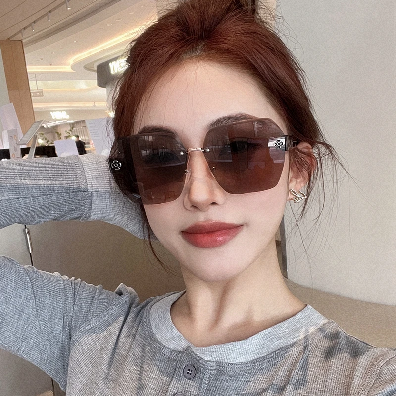 韩版多边形高级感茶色复古墨镜女款潮大脸显脸小遮阳防风太阳眼镜