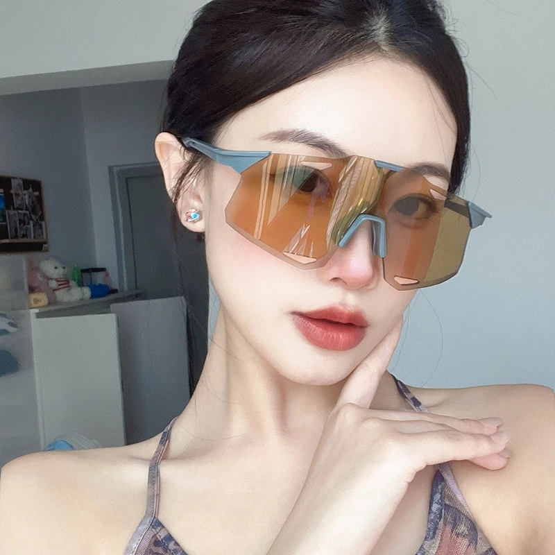 2024新款茶色骑行眼镜女款潮大框大脸防风登山护目镜自行车徒步男