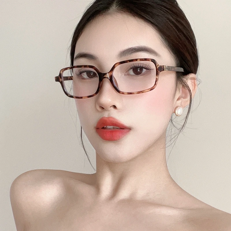 复古方框书呆子近视镜女防蓝光玳瑁色素颜平光镜可配度数眼镜框架