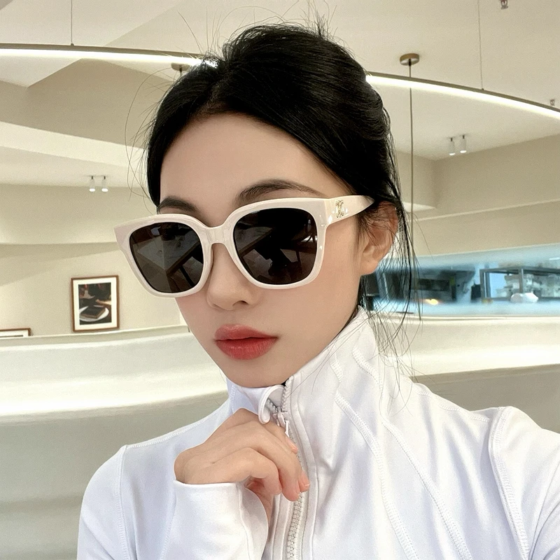 韩版大框圆脸米白色墨镜女潮小脸复古遮阳夏季防紫外线防晒太阳镜