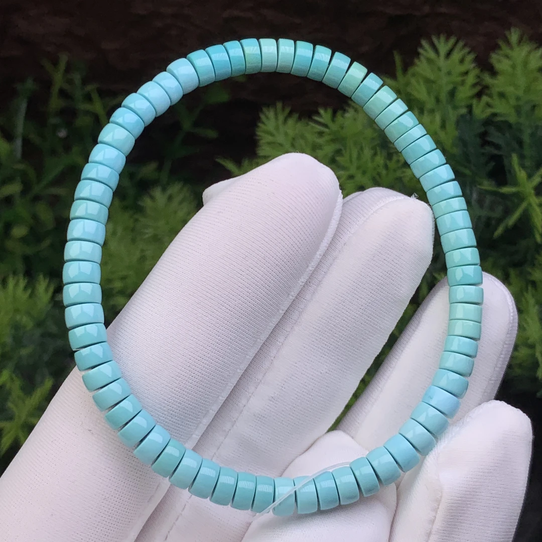 杨家绿松石原矿高瓷直切老型手串单圈手链时尚百搭款