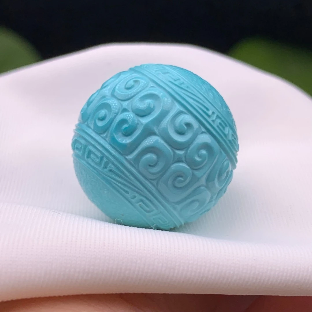 高瓷蓝圆珠 高瓷蓝回纹圆珠 高瓷蓝锁骨珠  百搭回纹圆珠