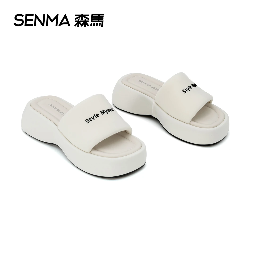 SENMA/森马夏季新款5cm厚底增高凉拖鞋超火外穿沙滩时尚一字拖鞋