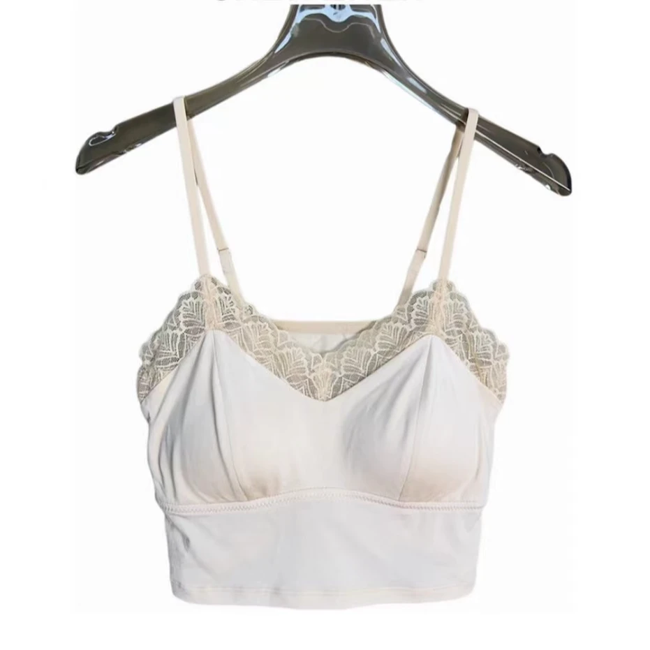 真丝蕾丝边性感时尚女士美背聚拢无钢圈法式女背心温婉风