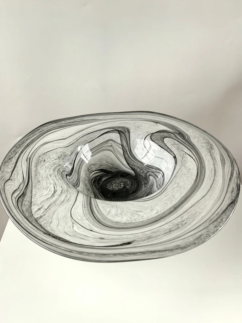 重彩琉璃中古vintage高级水墨风大果盘