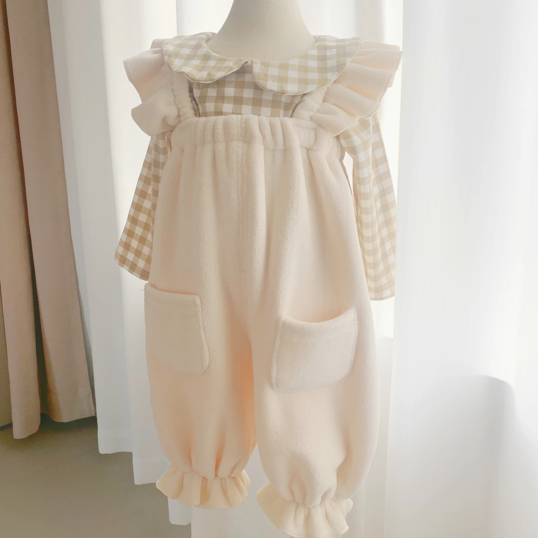 宝宝背带裤 春秋款裤子 儿童颗粒绒吊带裤