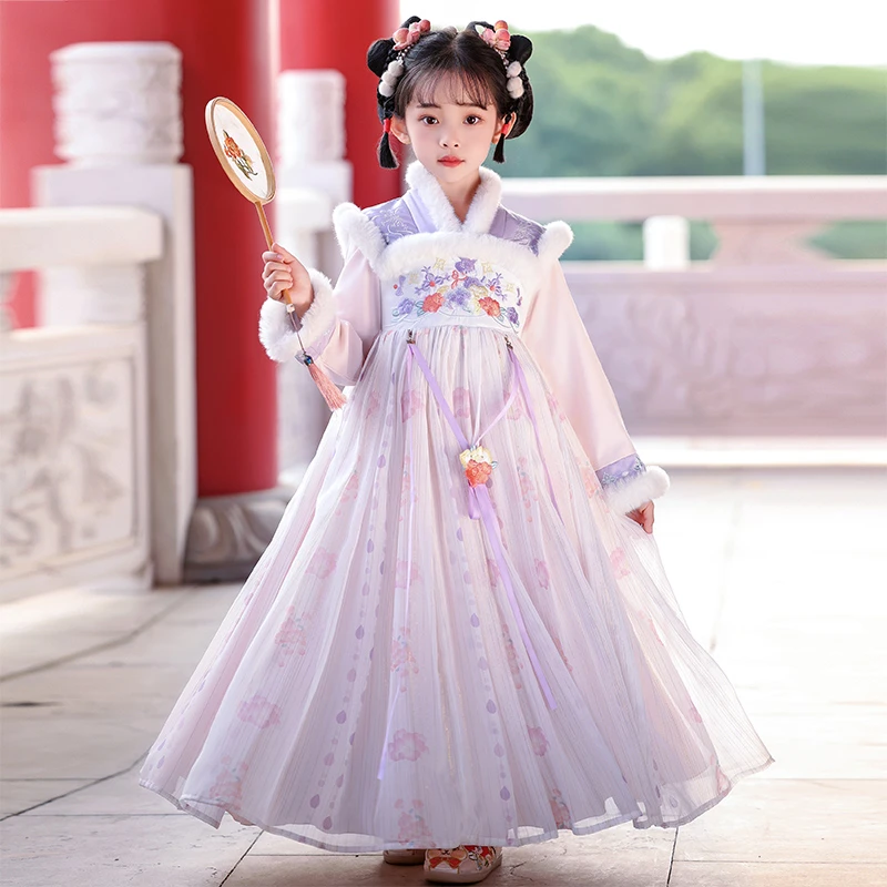SL2962汉服女童秋冬装2025新款冬季加厚儿童古装女孩中国风唐装