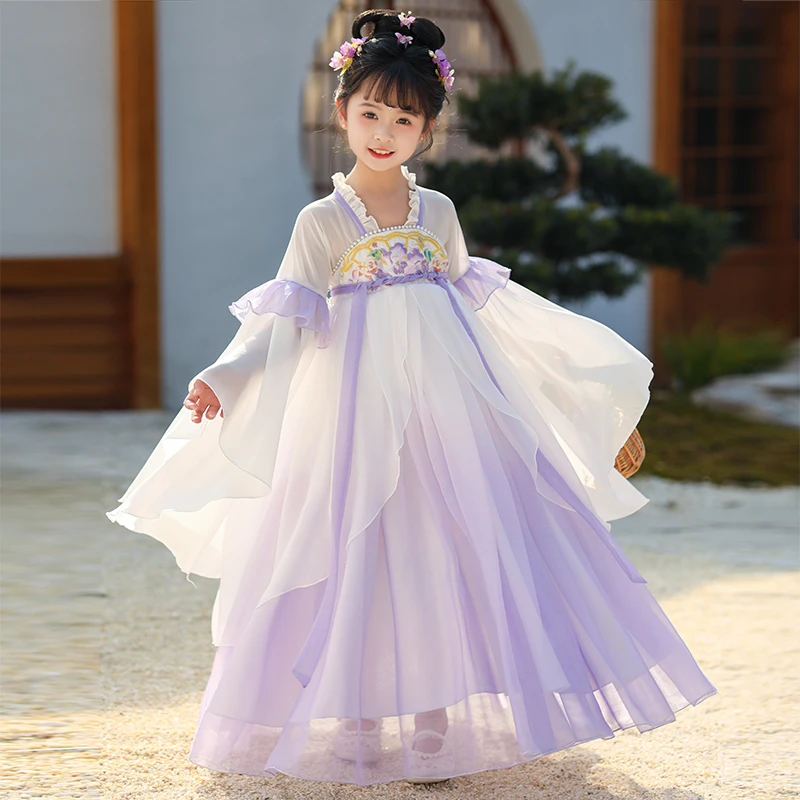 HC013汉服女童夏款裙子儿童古风超仙古装新款女孩唐装春夏襦裙