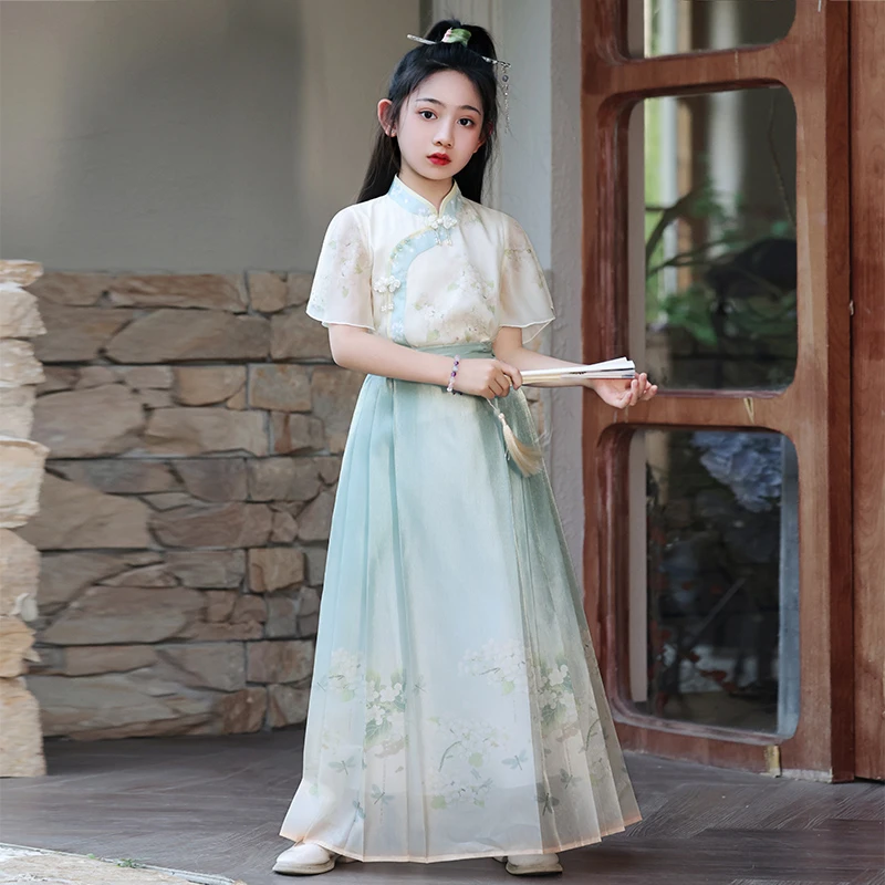 SL2888马面裙女童2025新款夏季女孩新中式国风古装唐装儿童汉服