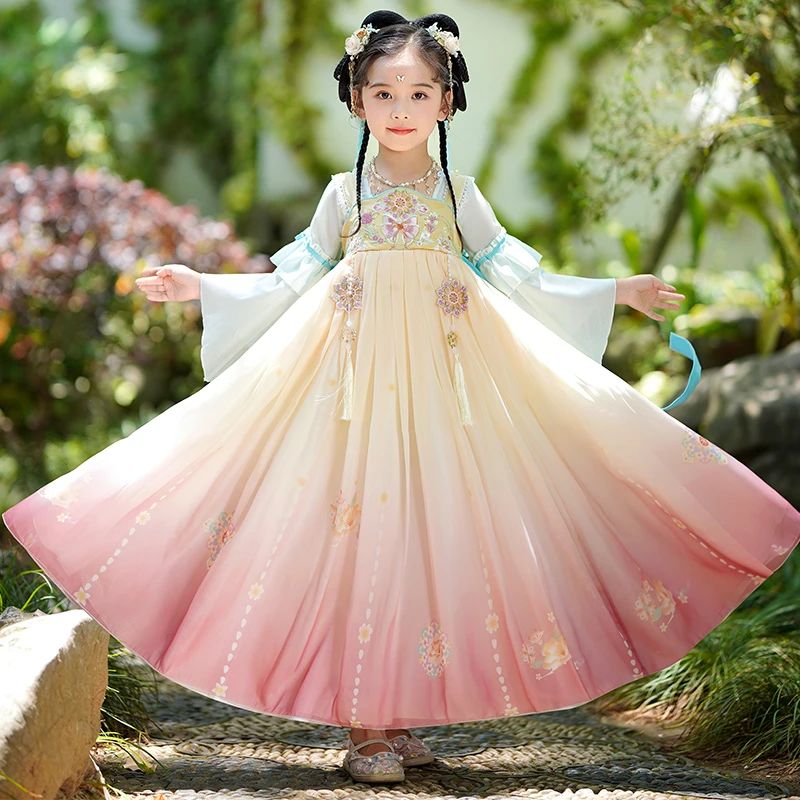 SL2745女童汉服夏季2024新款中国风襦裙连衣裙儿童古风薄款唐装