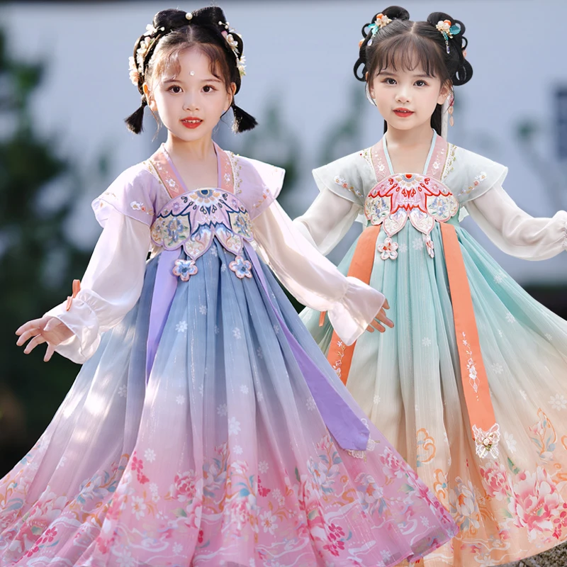 SL2271汉服女童春秋2025新款儿童古装秋款国风超仙唐装女孩古风裙