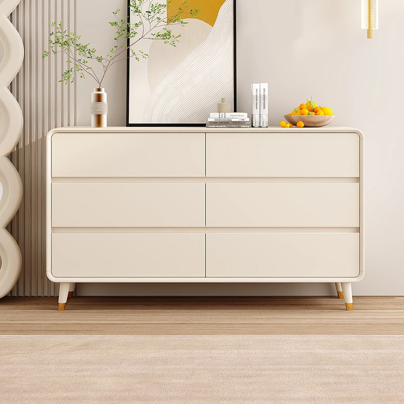 奶油风轻奢高端实木抽五六斗柜简约现代玄关储物柜卧室收纳床尾柜