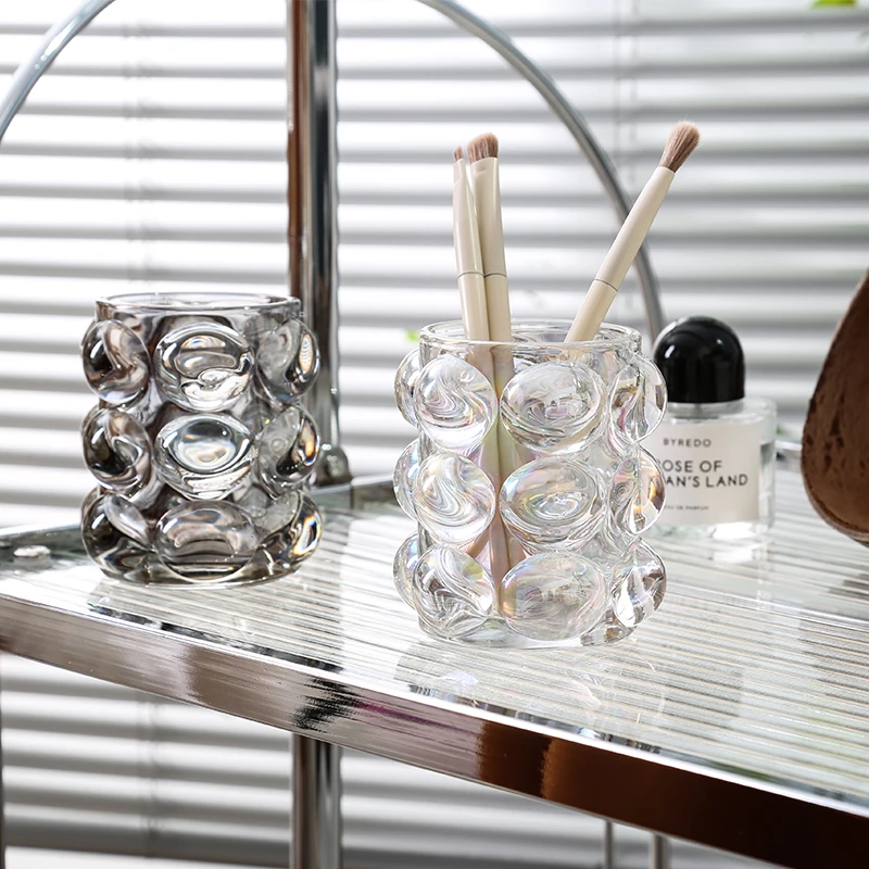 MEIFULAN/美芙兰简约ins圆球形创意玻璃笔筒化妆刷筒摆件收纳装饰