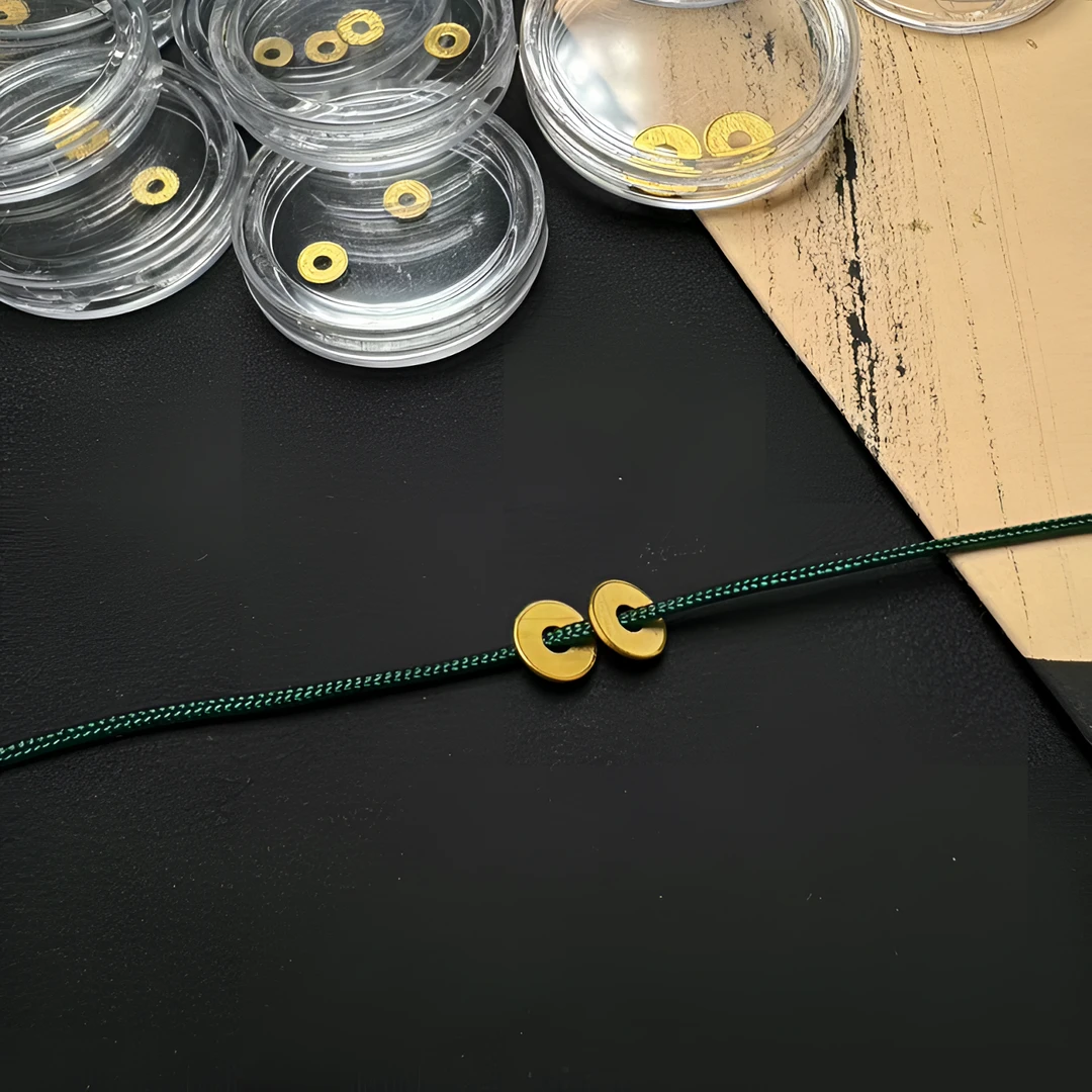 18K金隔片6mm一对带钢印纯福利包邮文玩配串归圆必备