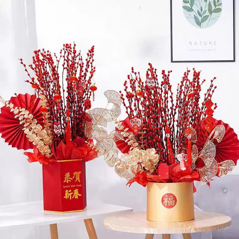 【花妖阁花卉】银柳红色鲜枝瓶插花 云南基地直发