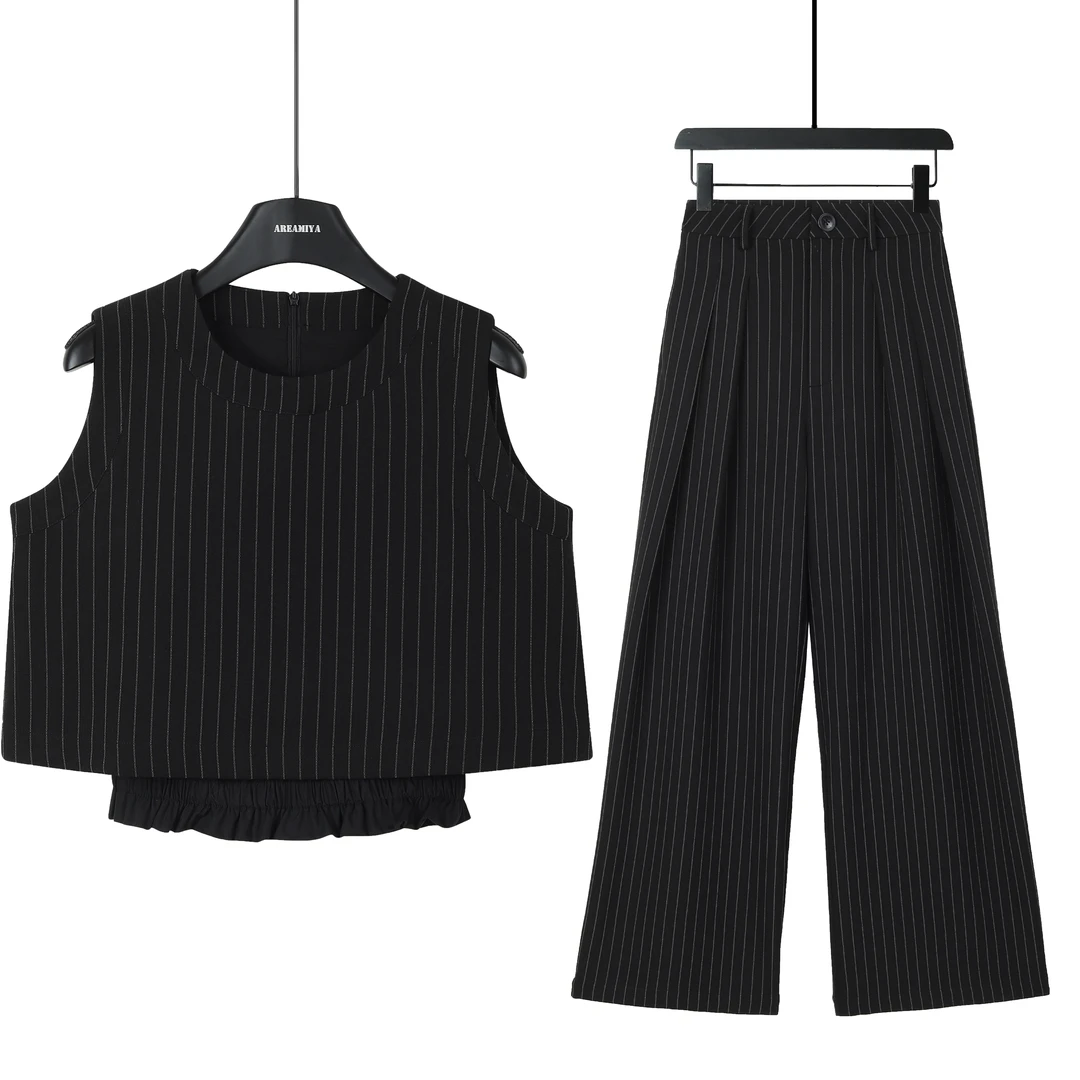无袖条纹时尚背心套装  AMY183