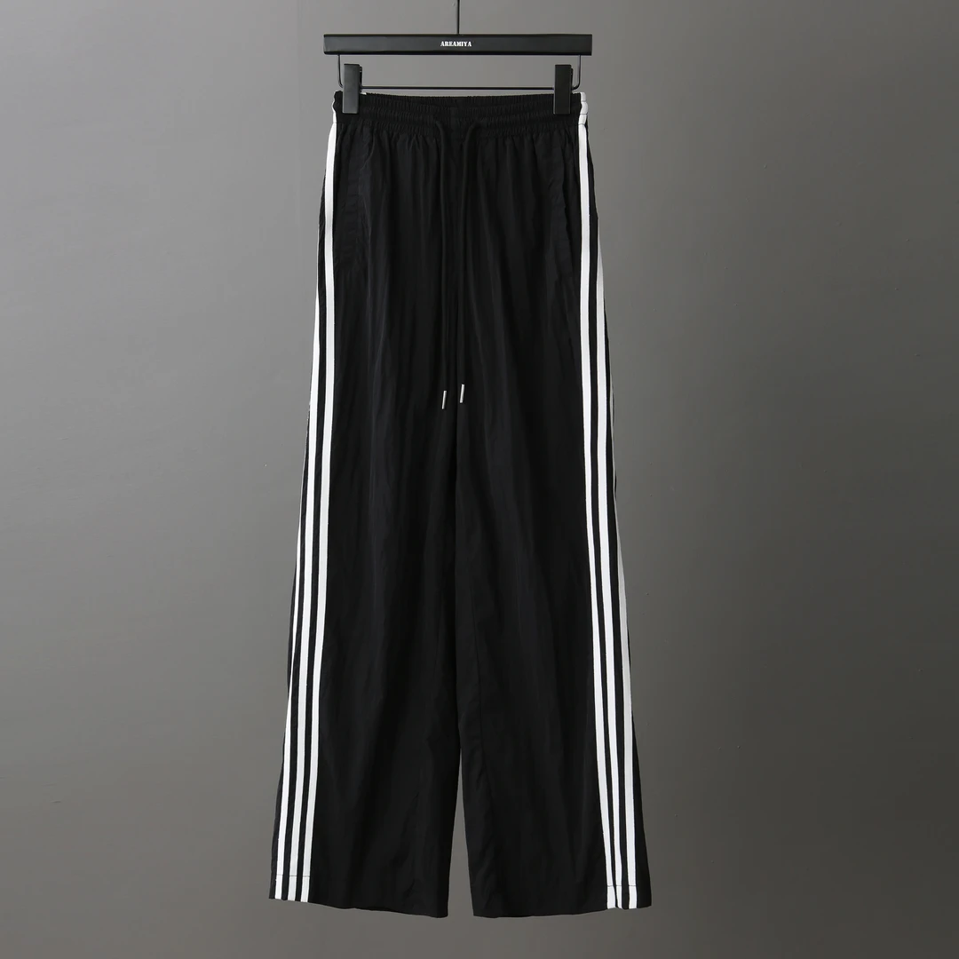 【大潘选品】街头漫步复古三条杠抽绳阔腿裤AMY456