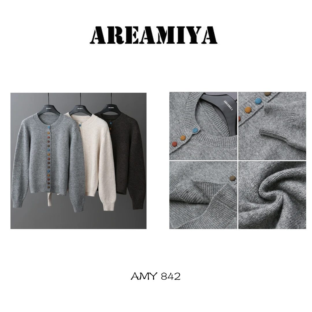 【多彩暖冬】彩色纽扣针织开衫AMY842