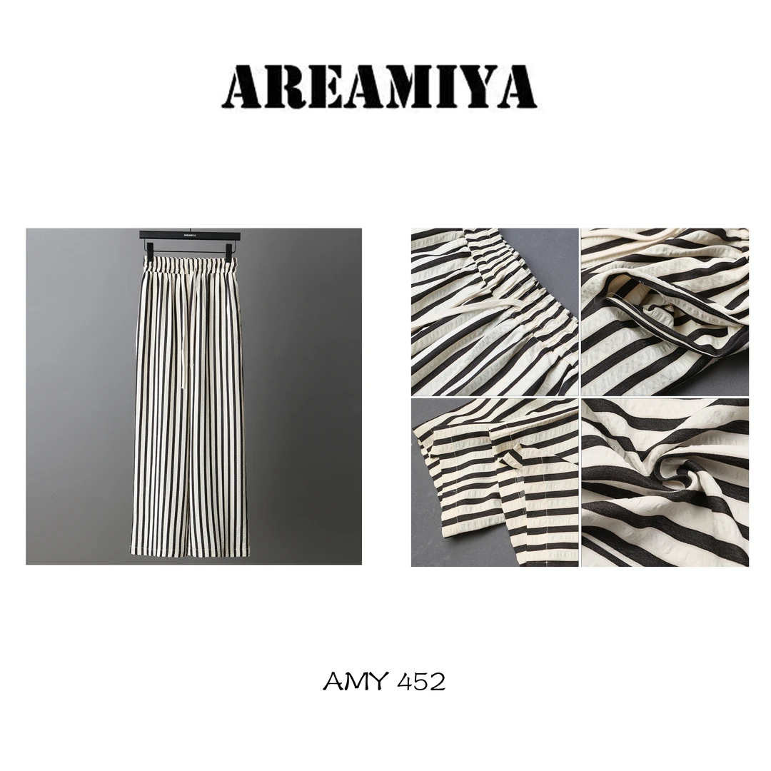 【艾蒂】松弛感拉满极简风条纹垂感休闲裤AMY452