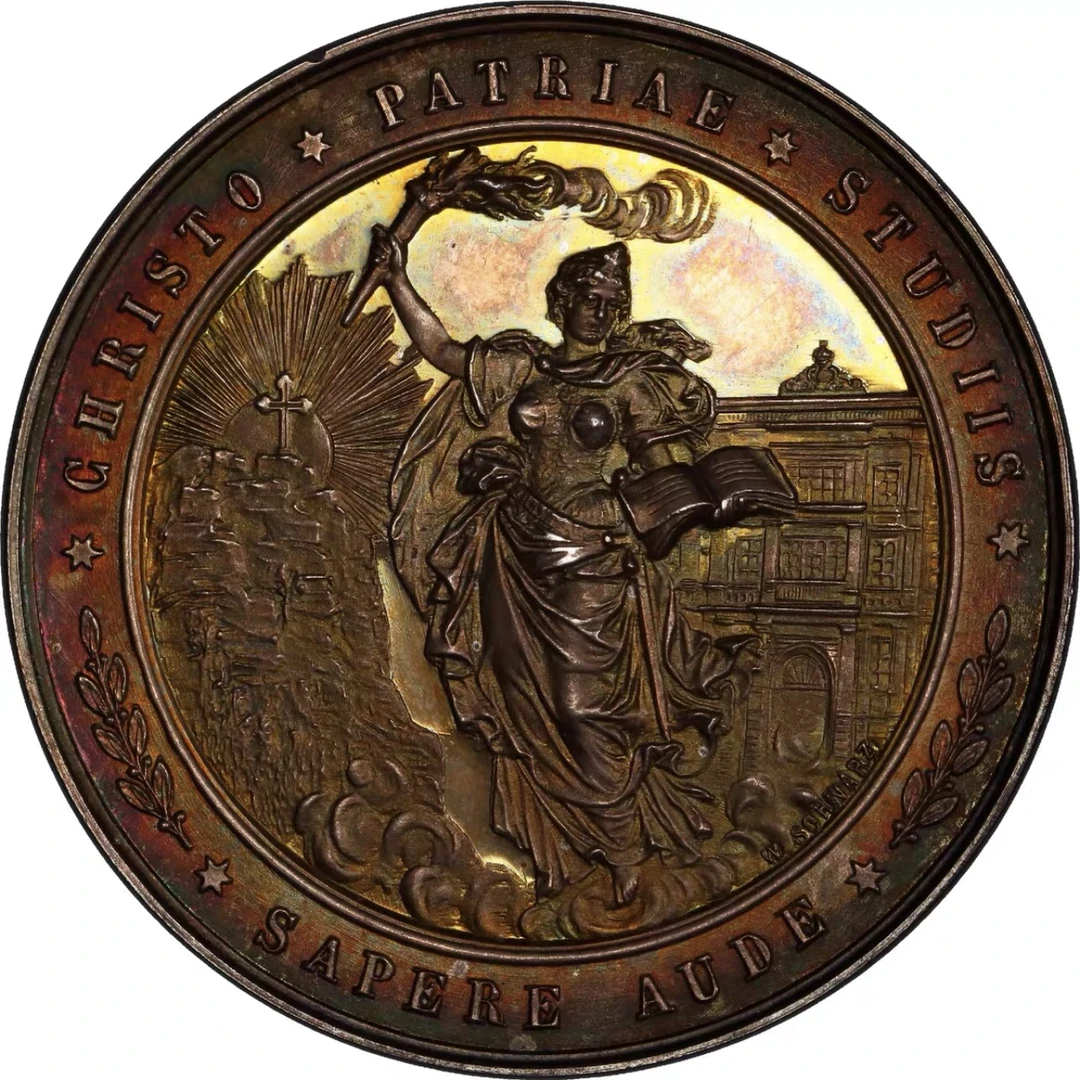 罕见Pc评级官网封面广告章1893德国萨克森大银章仅一枚