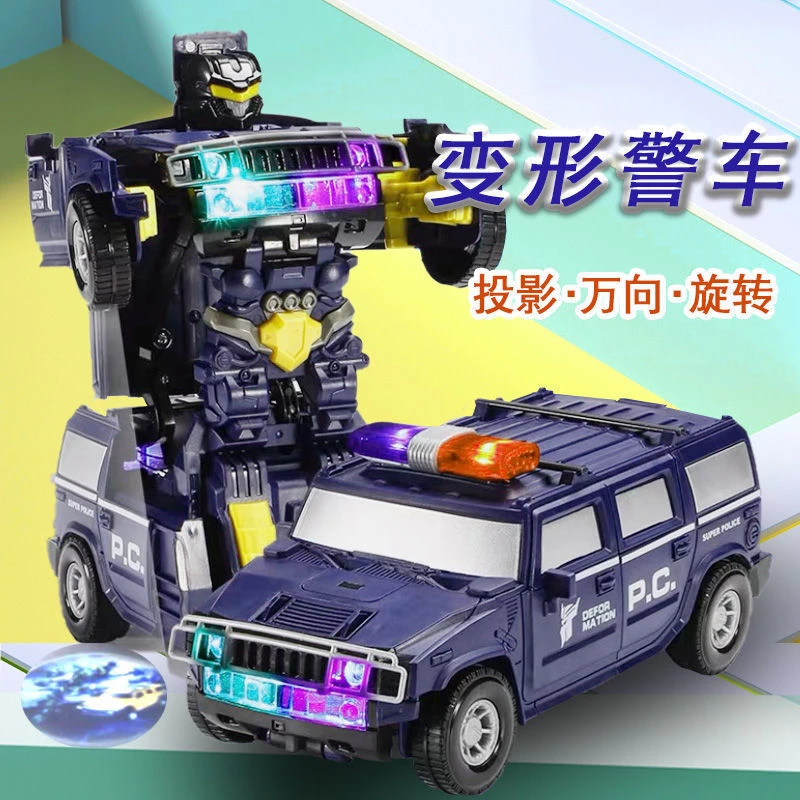 炫酷变形警车万向行驶战士仿真装置多种趣味动感酷炫特技新奇自动