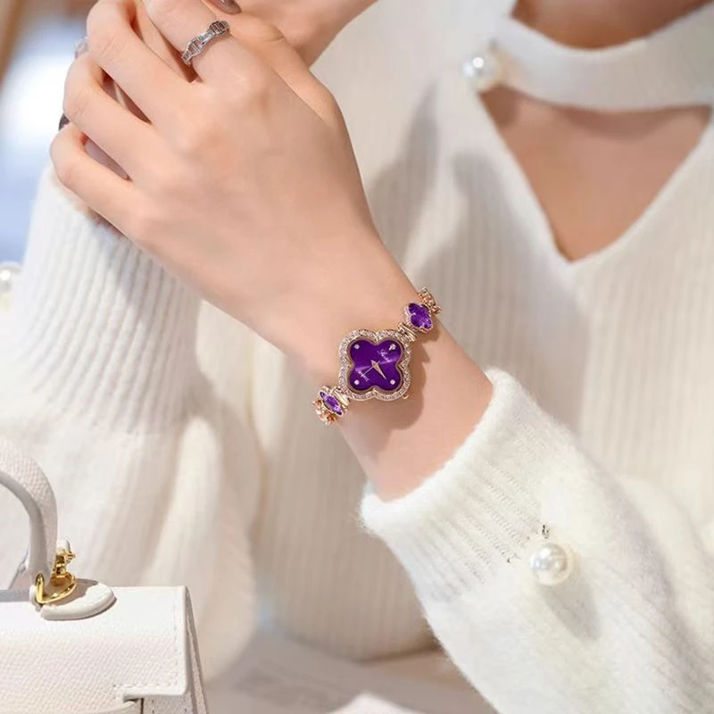 紫色四叶草小表盘高颜值经典气质简约女士BDH腕表