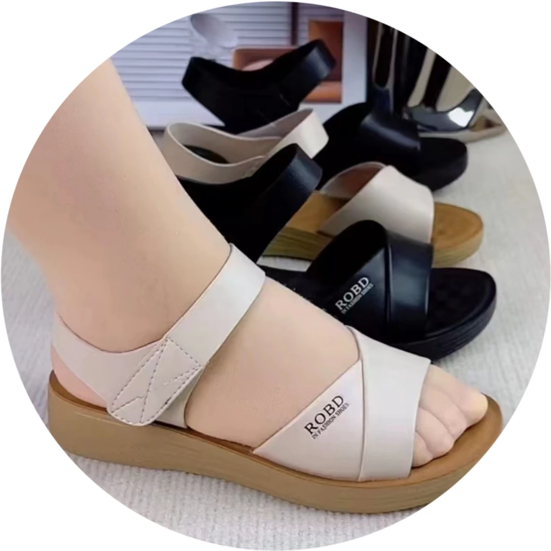 舒适凉鞋夏季休闲软底防滑妈妈鞋女士沙滩鞋露趾女鞋中老年奶奶鞋