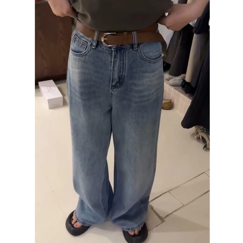 2026早春新款百搭洋气窄版阔腿牛仔裤女梨形身材高腰显瘦直筒长裤