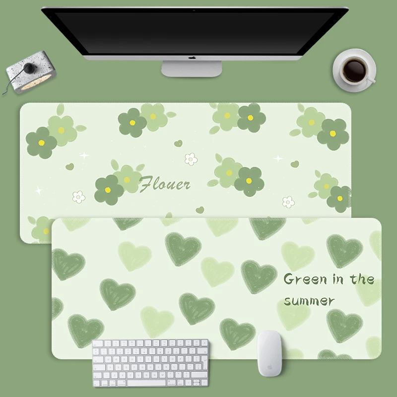 清新护眼绿色鼠标垫超大号办公室桌面软垫子电脑护腕垫软女滑鼠垫