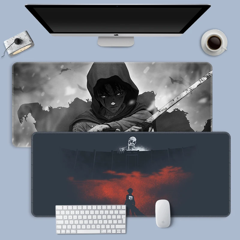 进击的巨人超大鼠标垫锁边游戏电脑键盘垫加厚防滑定制男桌垫办公