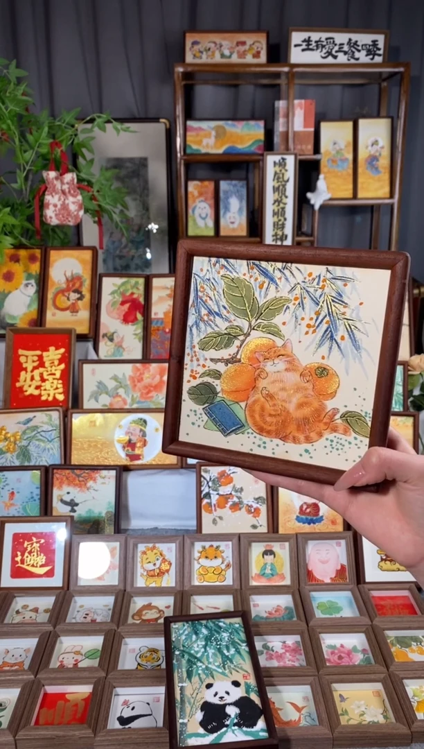 【闪购商品】绘画柿子猫咪 胡桃木15