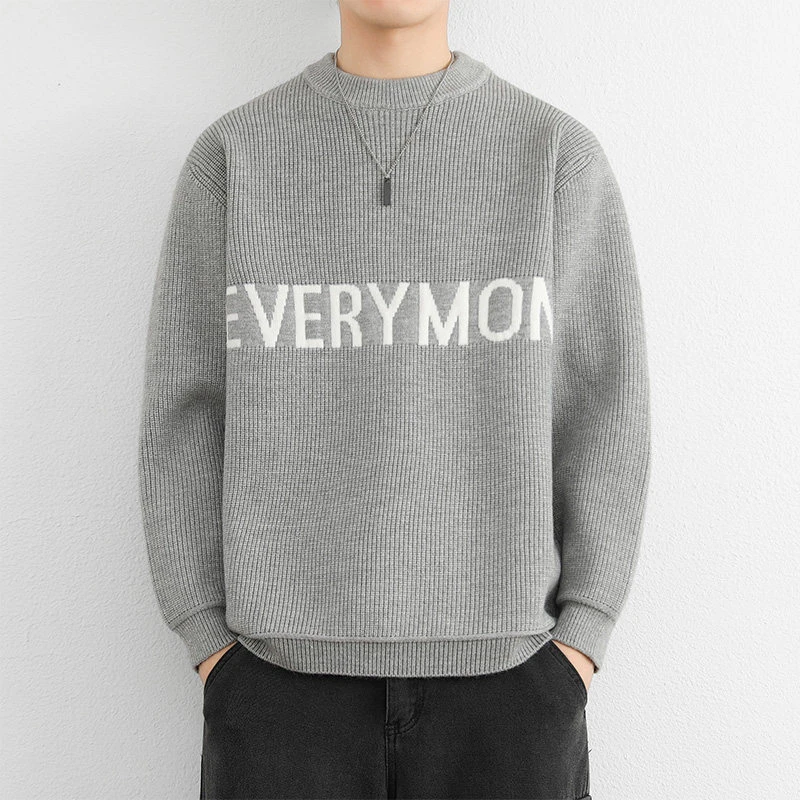 秋冬季新款长袖休闲宽松百搭时尚加厚保暖套头圆领毛衣YYJ7008