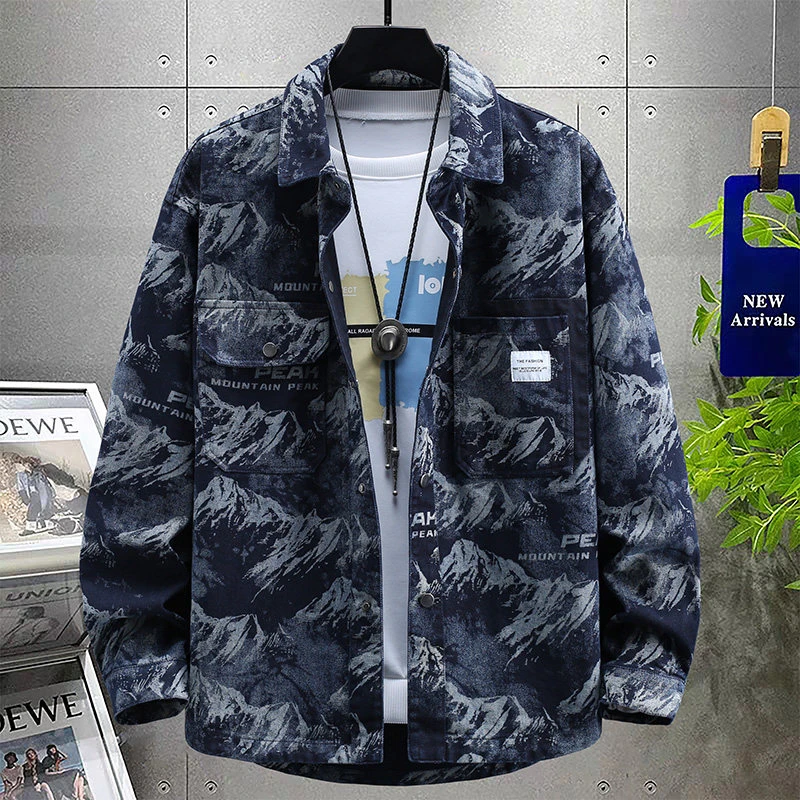 新款秋季男士牛仔衬衫夹克长袖宽松帅气青少年休闲牛仔外套71073