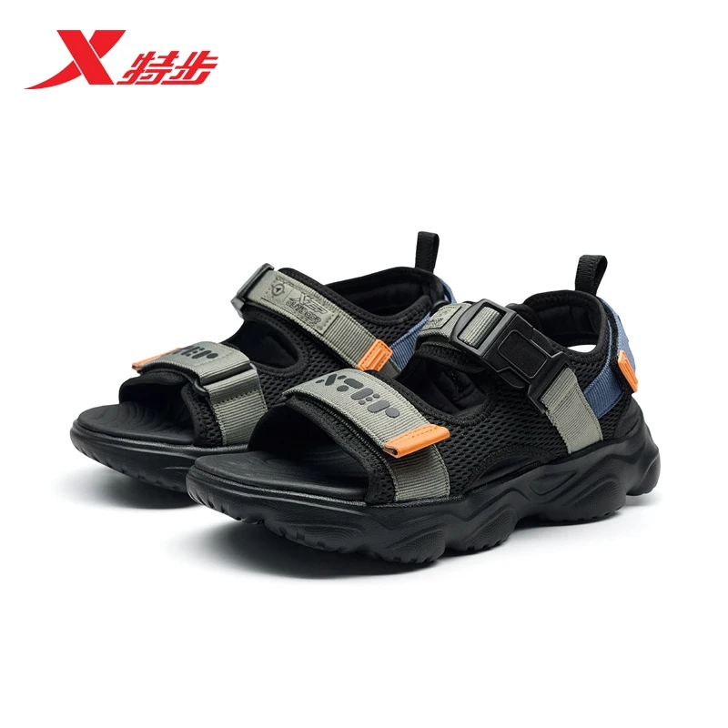 特步休闲鞋男鞋情侣百搭网面透气户外防滑厚底凉拖鞋夏季运动鞋