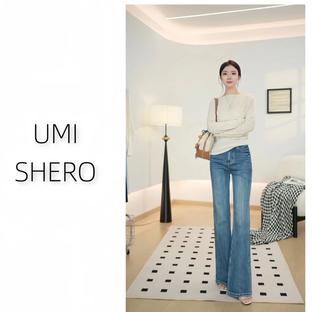 UMI SHERO 【巨显高显瘦牛仔裤 宽版直筒喇叭裤】007u