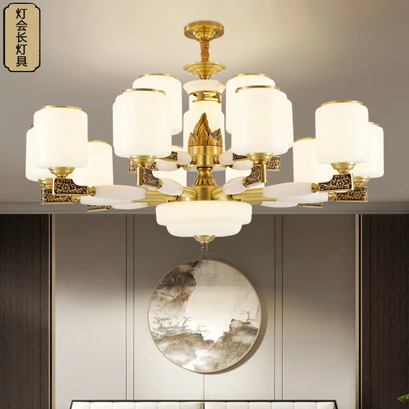 新中式吊灯千里江山大气客厅灯中国风禅意别墅餐厅卧室吊灯6623