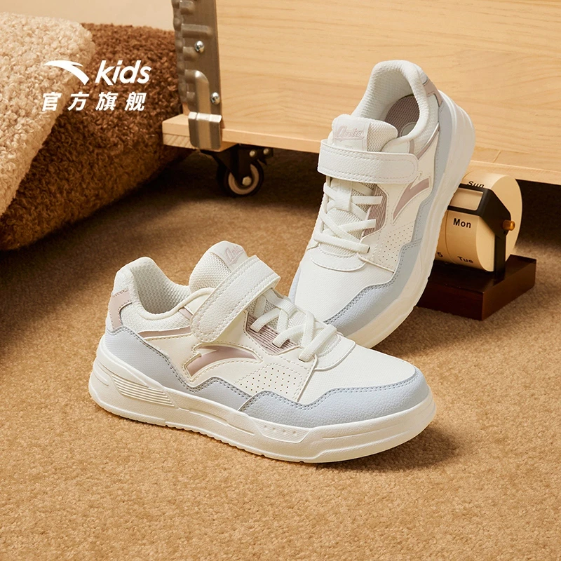 安踏儿童女大童板鞋2025年春秋舒适防滑耐磨青少年低帮休闲板鞋潮