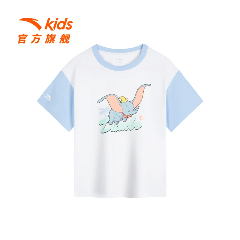 安踏儿童针织短袖衫2024年夏季新款女大小童吸汗速干舒适休闲百搭