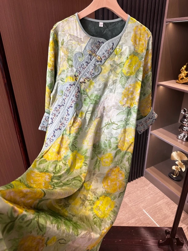 【青萝】高定系列新中式花罗连衣裙