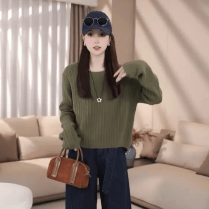【迷失东京】秋冬新款时尚设计感后开叉百搭套头针织毛衣