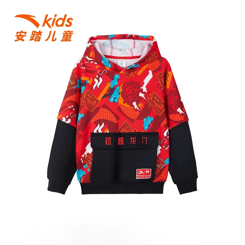 【龙年新春限定】安踏儿童拜年服连帽卫衣加绒套头衫A372418703