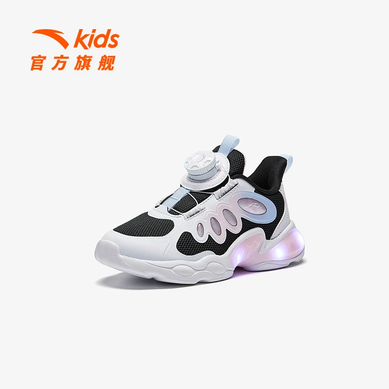 安踏儿童女小童翼星跑鞋2024秋冬透气舒适防滑耐磨犟弹旋转休闲鞋