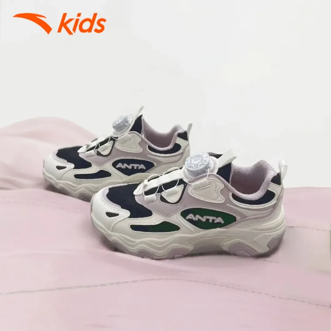 安踏儿童运动鞋冬季新款女中大童耐磨防滑旋钮复古专业跑步鞋