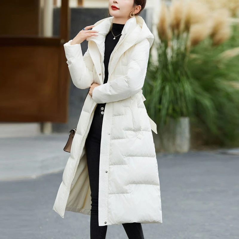 8092网红洋气炸街女装秋冬款连帽中长款加厚收腰显瘦轻奢冬天外套