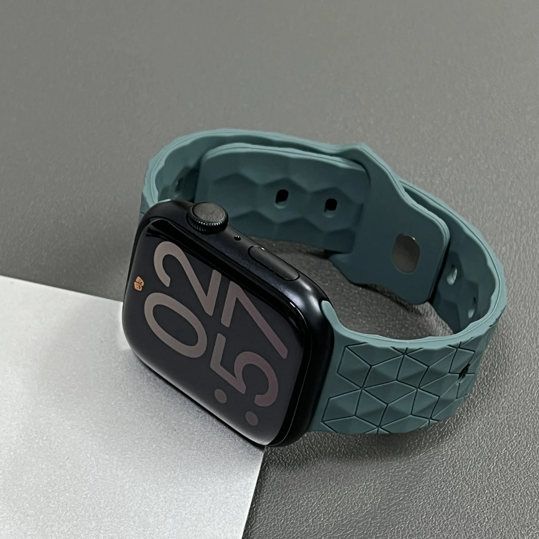 松林绿适用于iwatch表带创意水立方硅胶苹果手表带applewatch表带