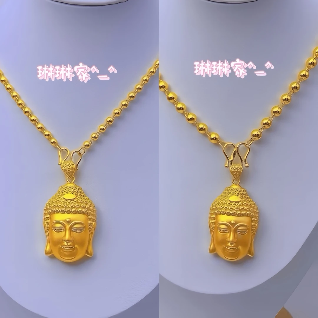 铜合金吊坠 铜合金材质珠珠链佛头大佛头空心轻奢百搭