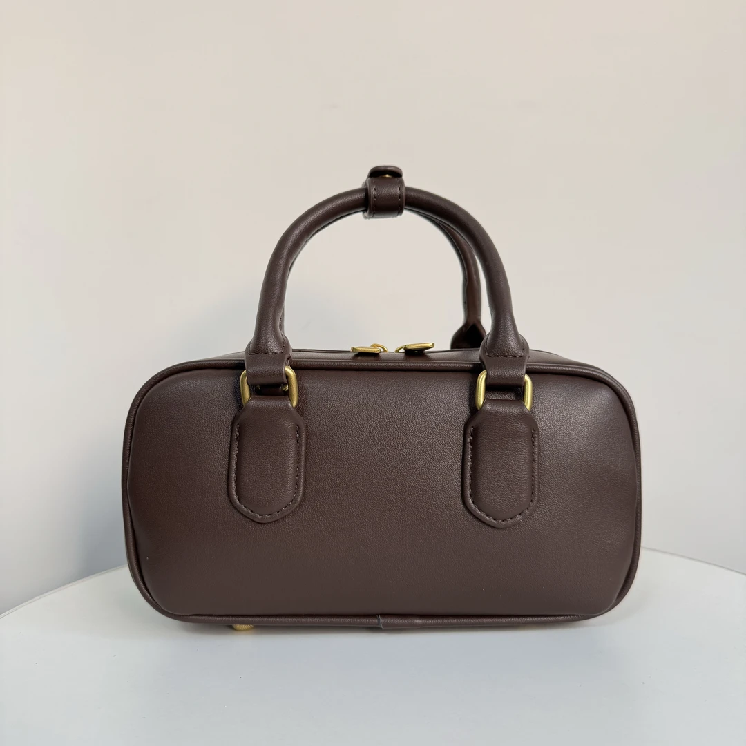 复古百搭咖啡色手提斜挎包