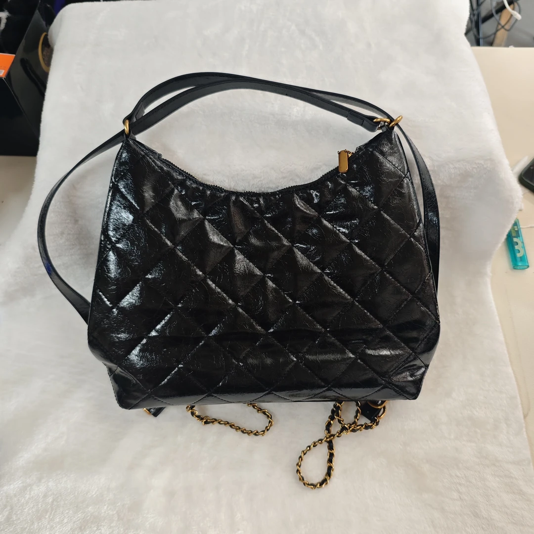 菱格链条单肩斜挎双肩包