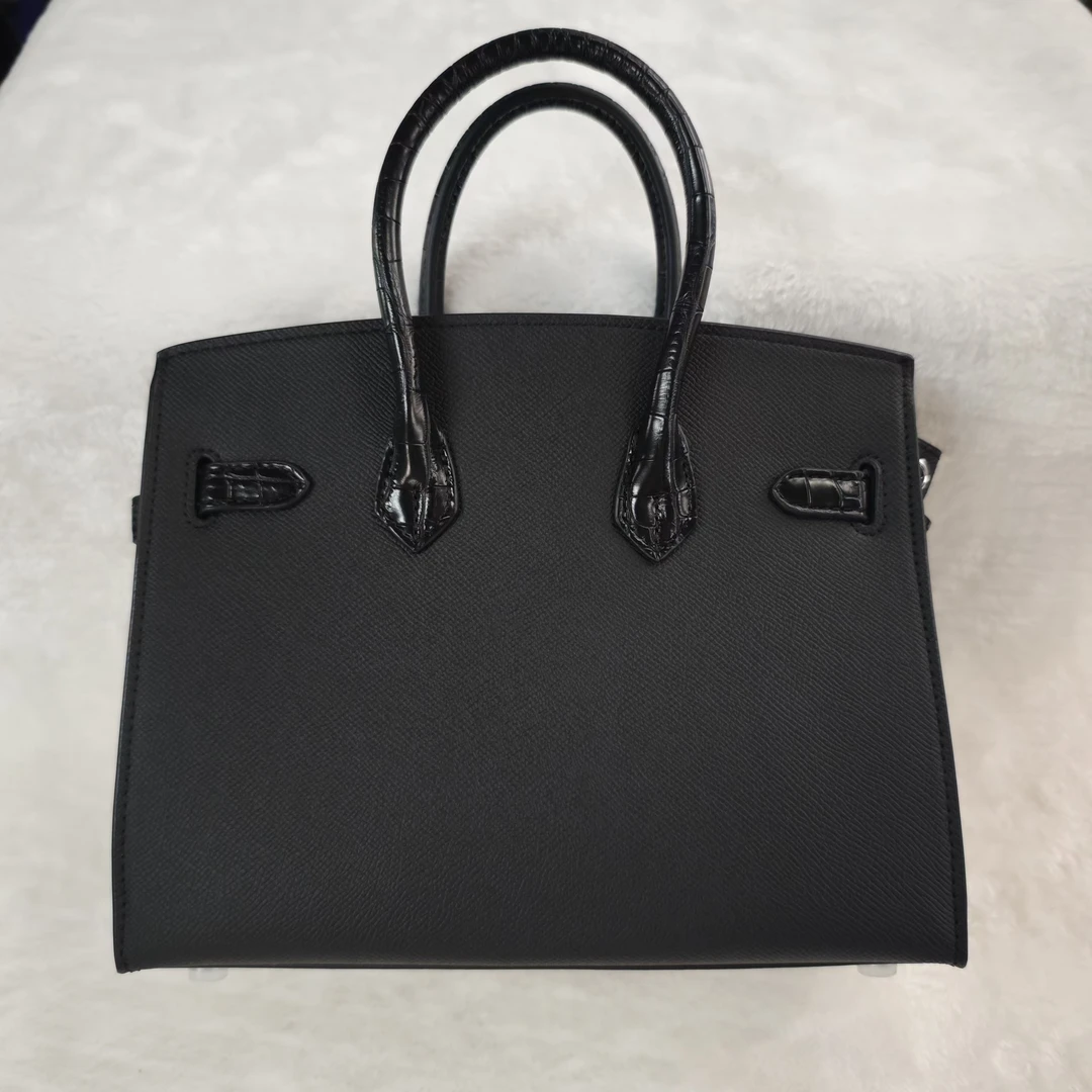 高级百搭手掌纹大容量拼色手提包